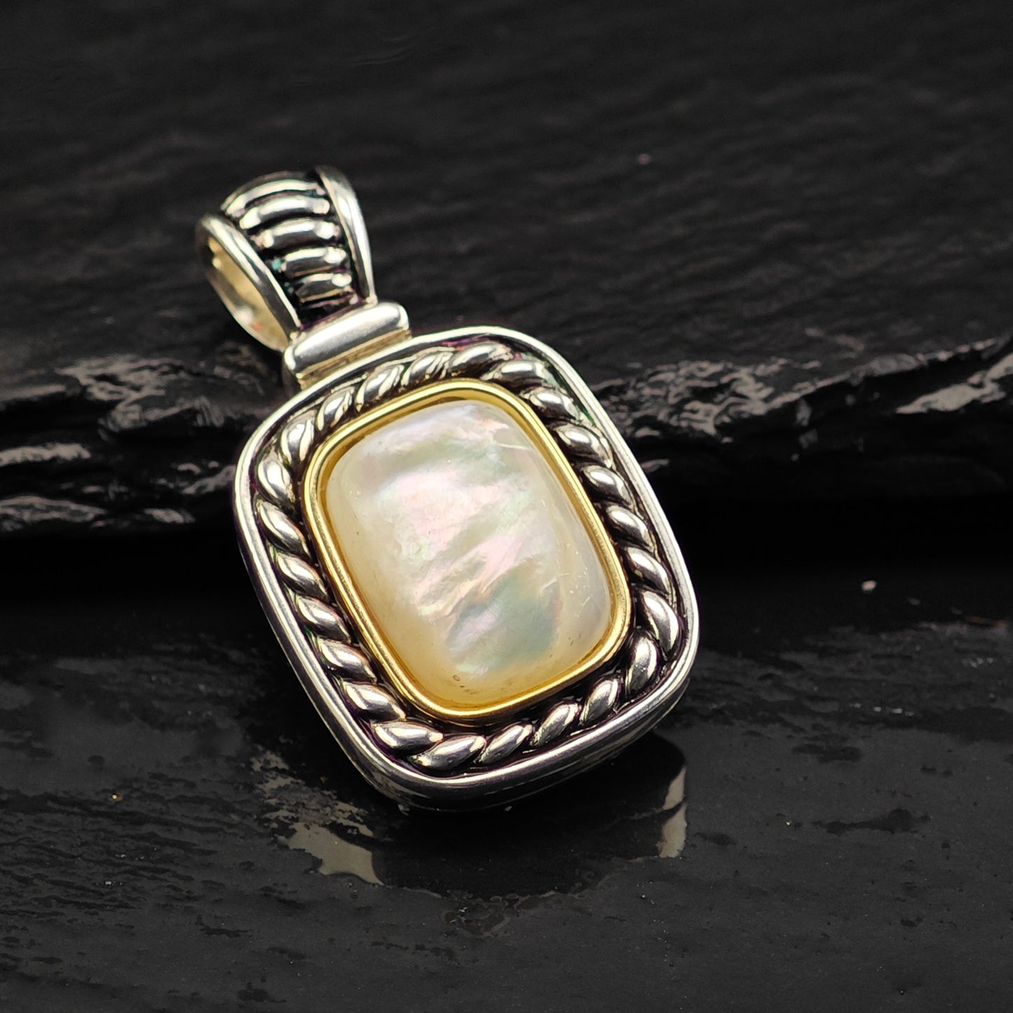 MOP 14K Gold Accent Pendant Sterling Silver