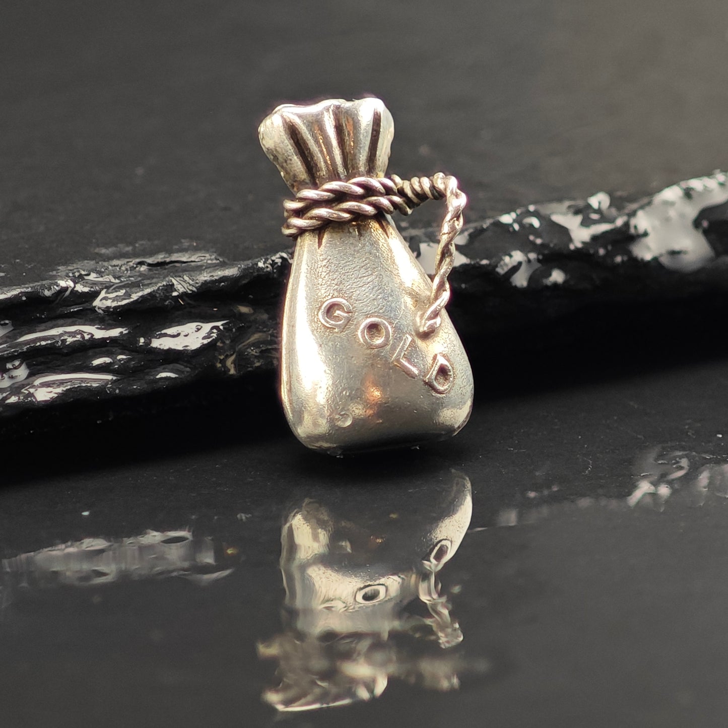 Gold Bag Pendant/Charm Sterling Silver