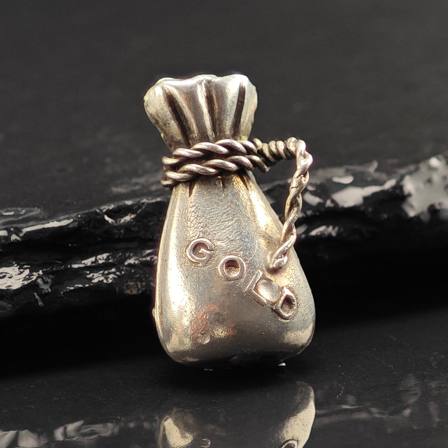 Gold Bag Pendant/Charm Sterling Silver