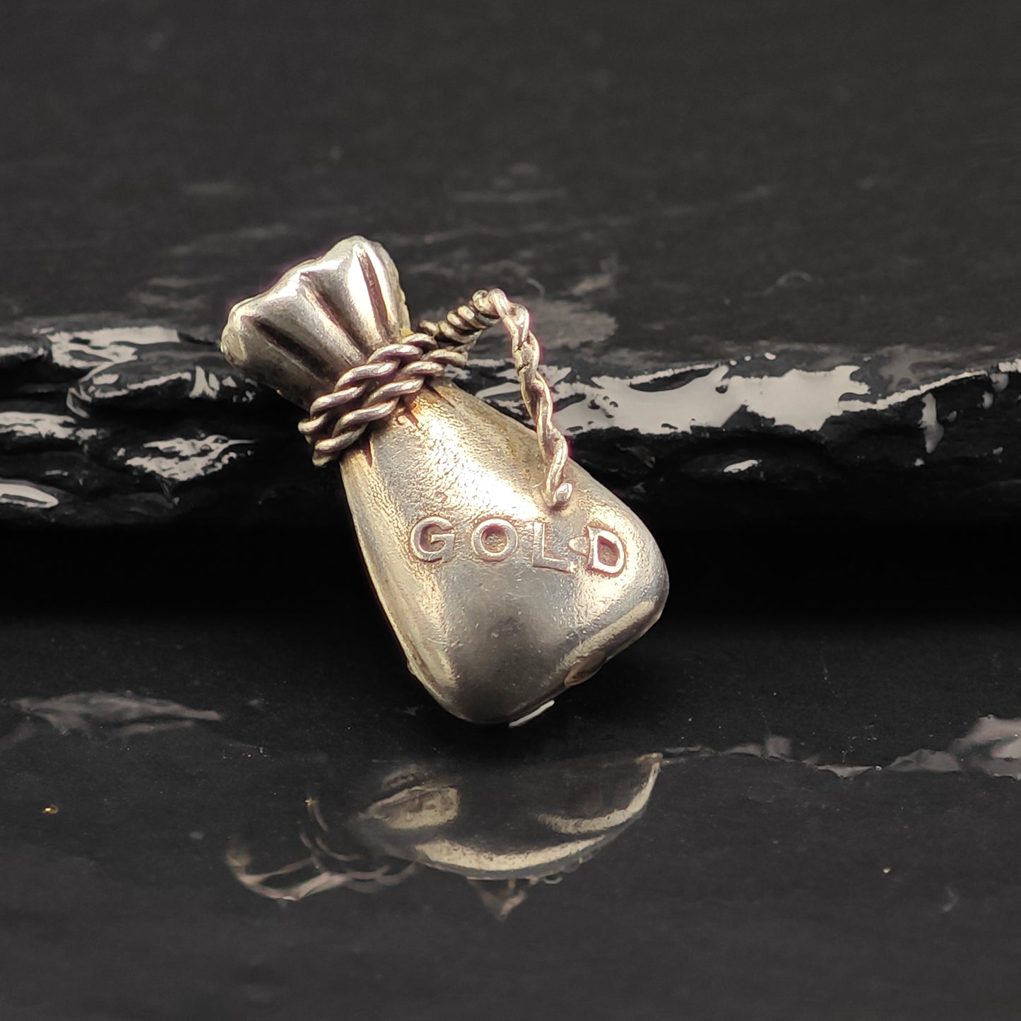 Gold Bag Pendant/Charm Sterling Silver