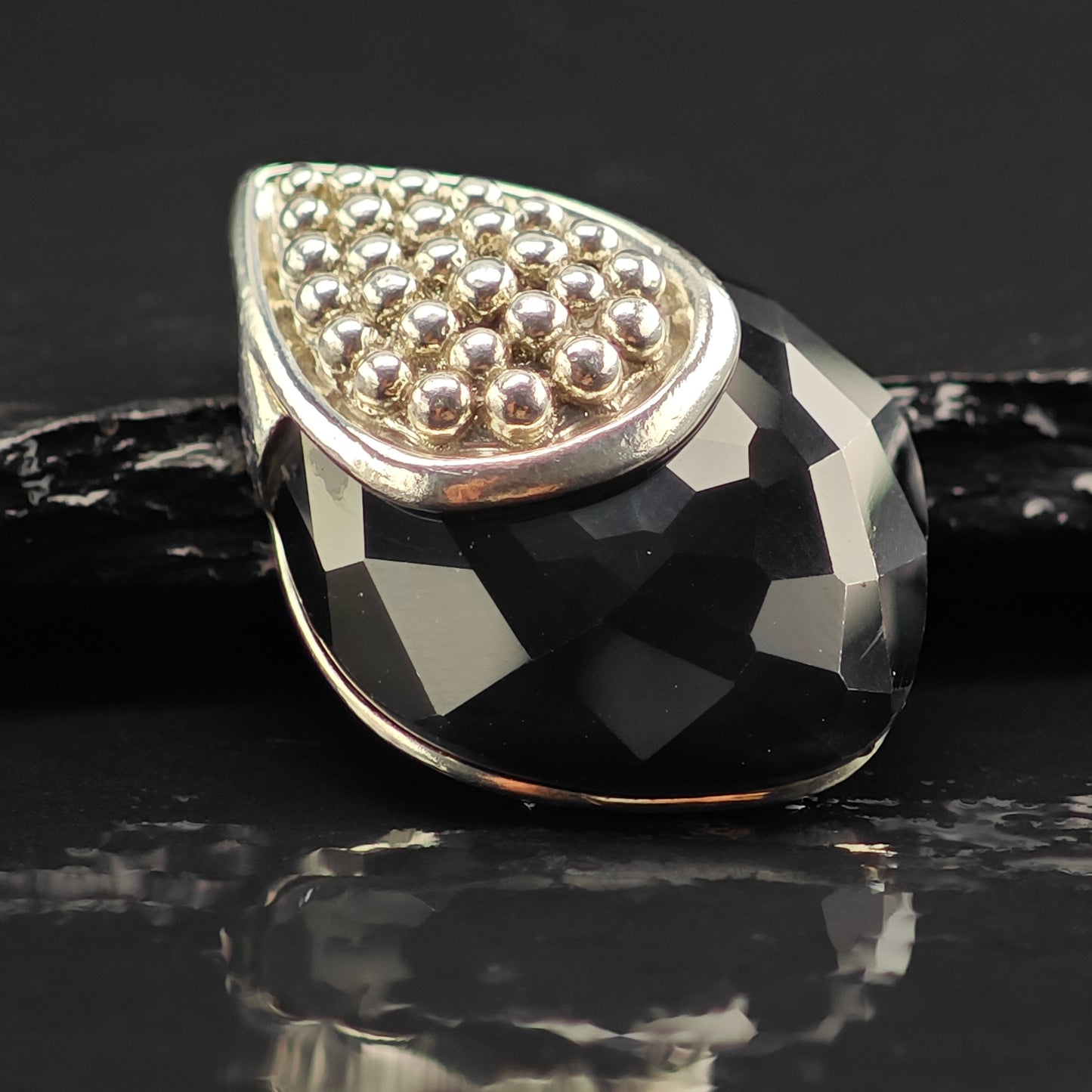 Lagos Faceted Onyx Pendant Sterling Silver