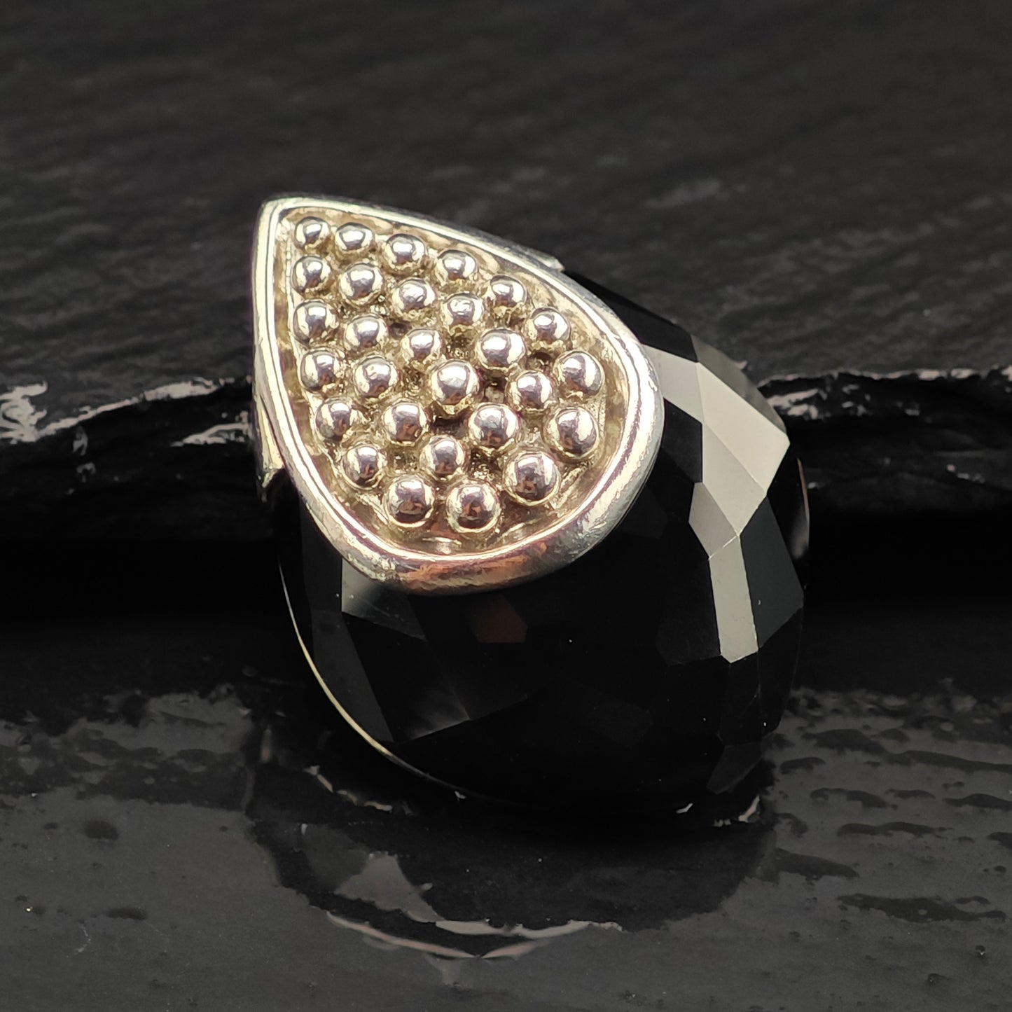 Lagos Faceted Onyx Pendant Sterling Silver