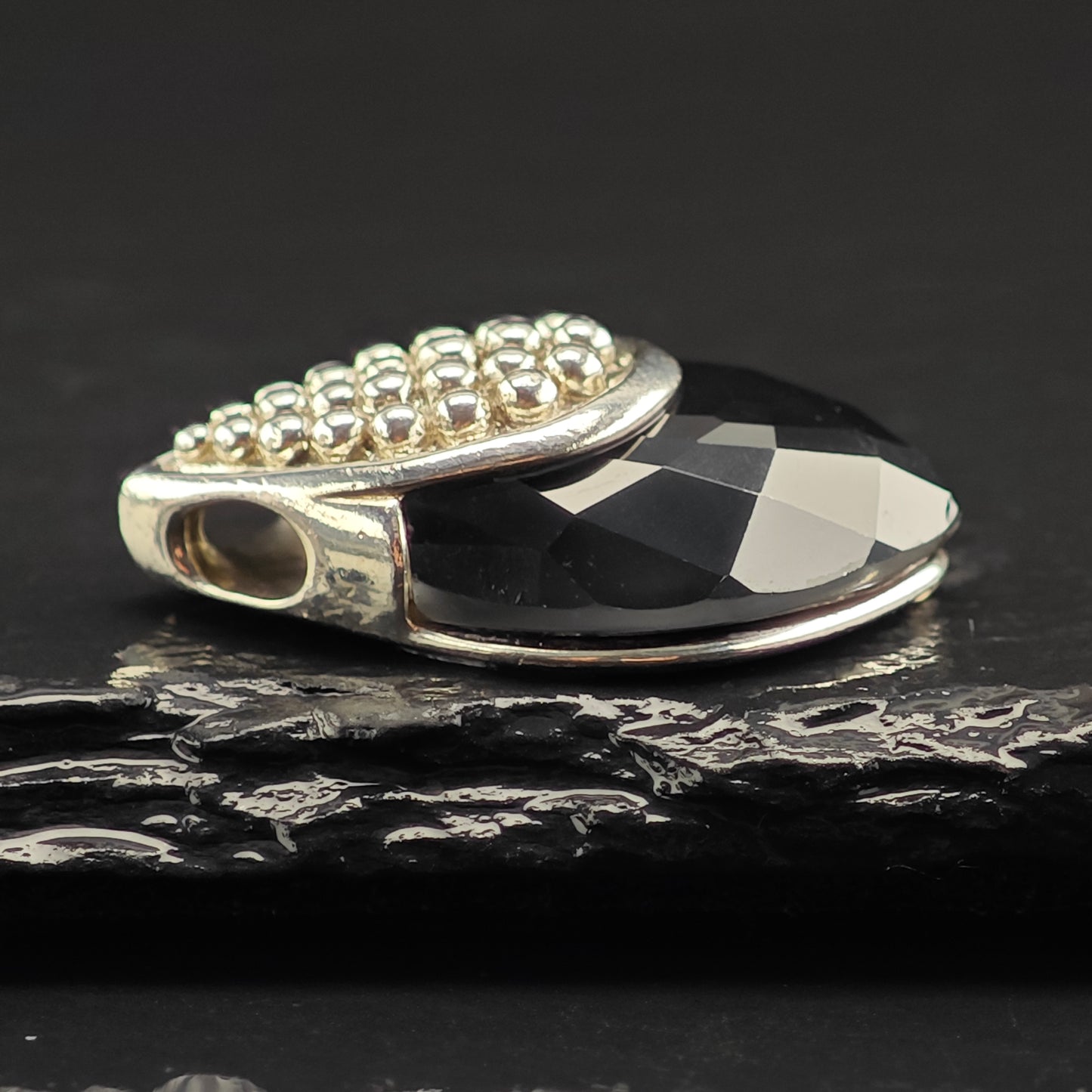 Lagos Faceted Onyx Pendant Sterling Silver