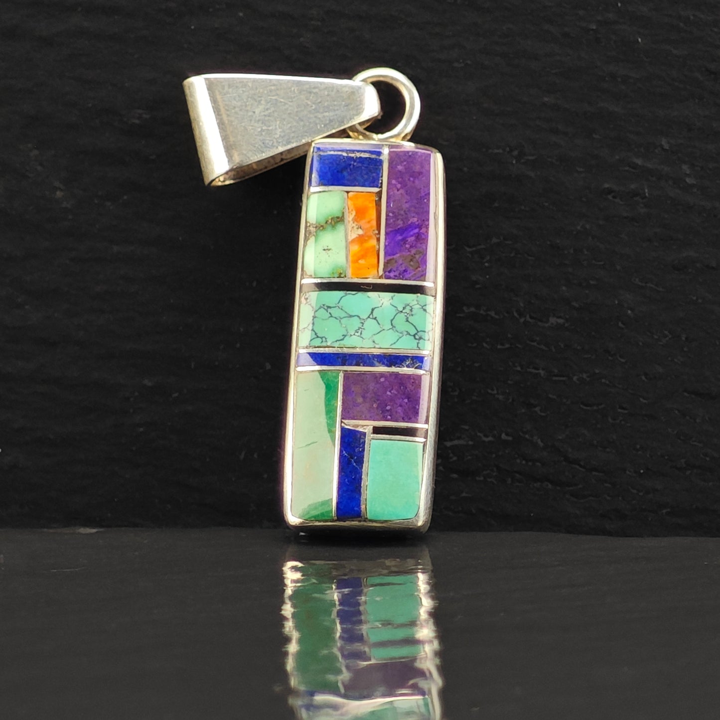 Navajo, Multi-stone Inlay Pendant Sterling Silver