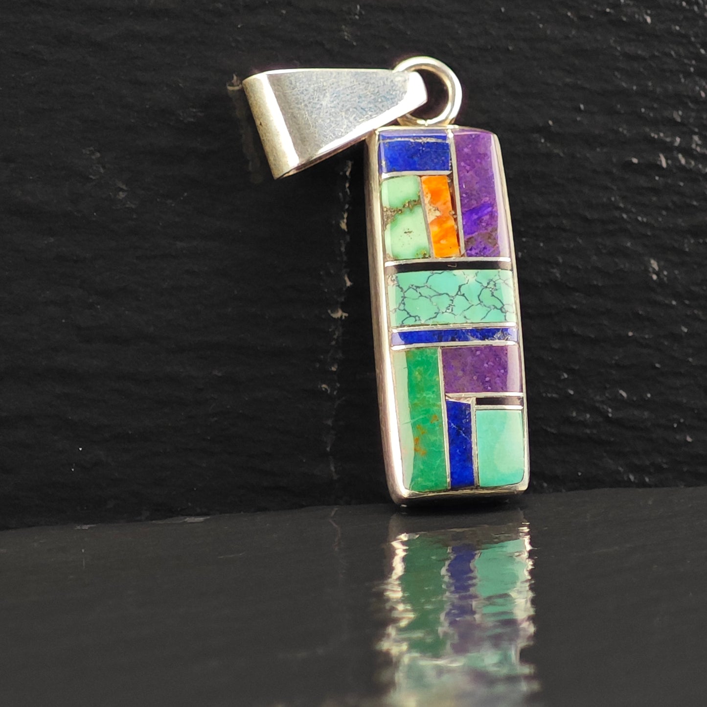 Navajo, Multi-stone Inlay Pendant Sterling Silver