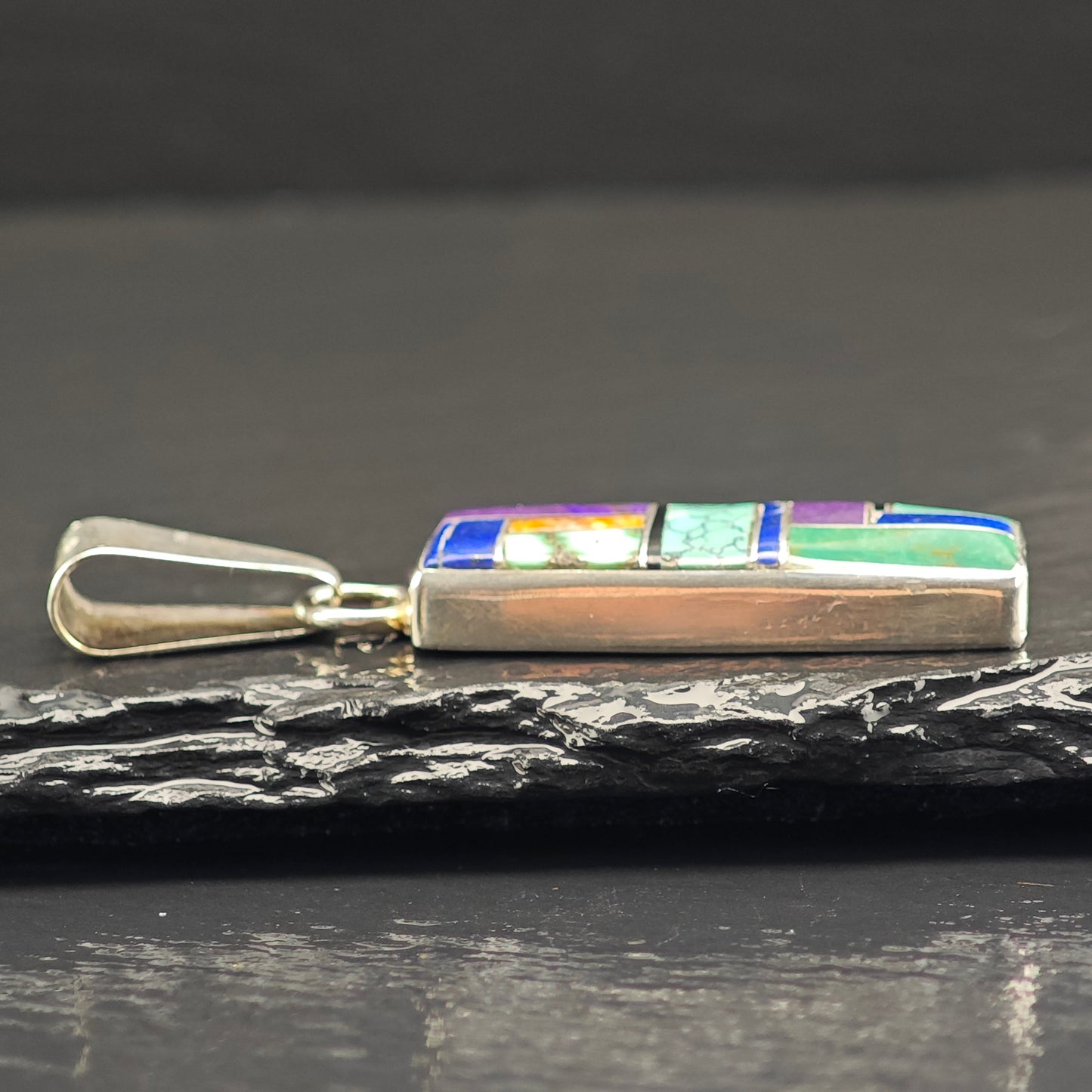 Navajo, Multi-stone Inlay Pendant Sterling Silver