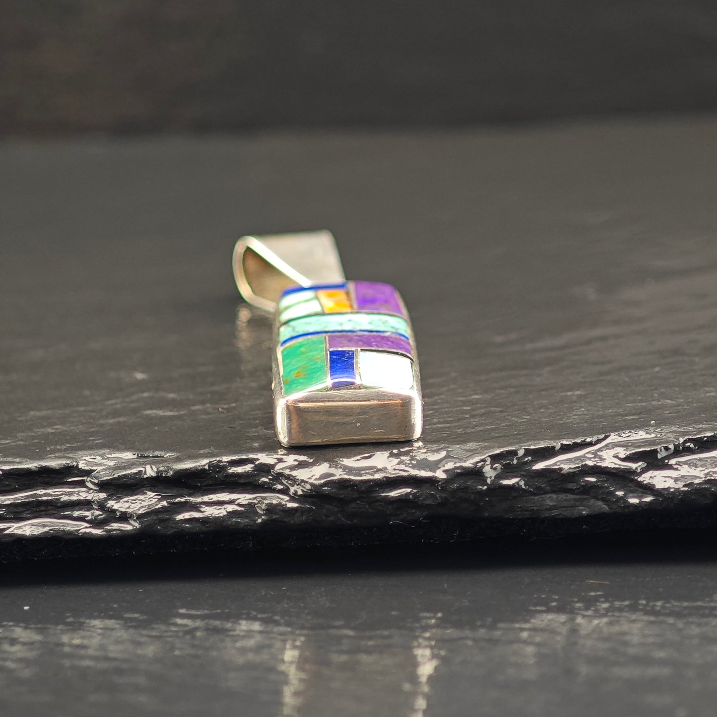 Navajo, Multi-stone Inlay Pendant Sterling Silver
