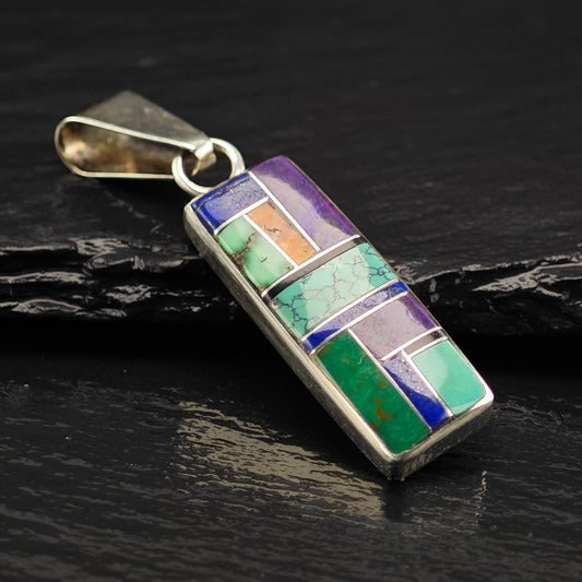 Navajo, Multi-stone Inlay Pendant Sterling Silver P2962