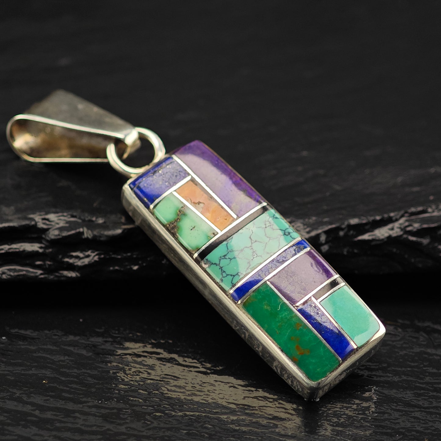 Navajo, Multi-stone Inlay Pendant Sterling Silver