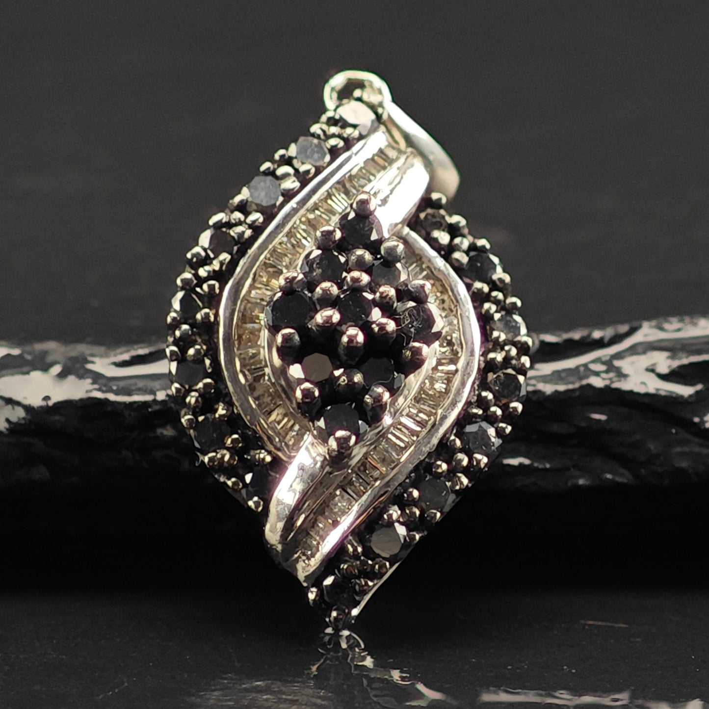 JWBR Black and White Diamonds Pendant Sterling Silver