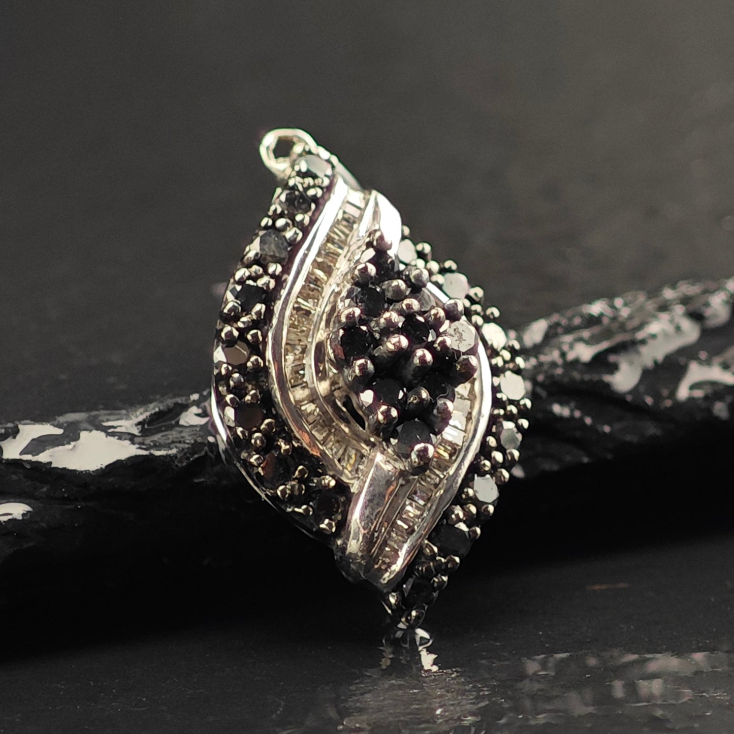 JWBR Black and White Diamonds Pendant Sterling Silver