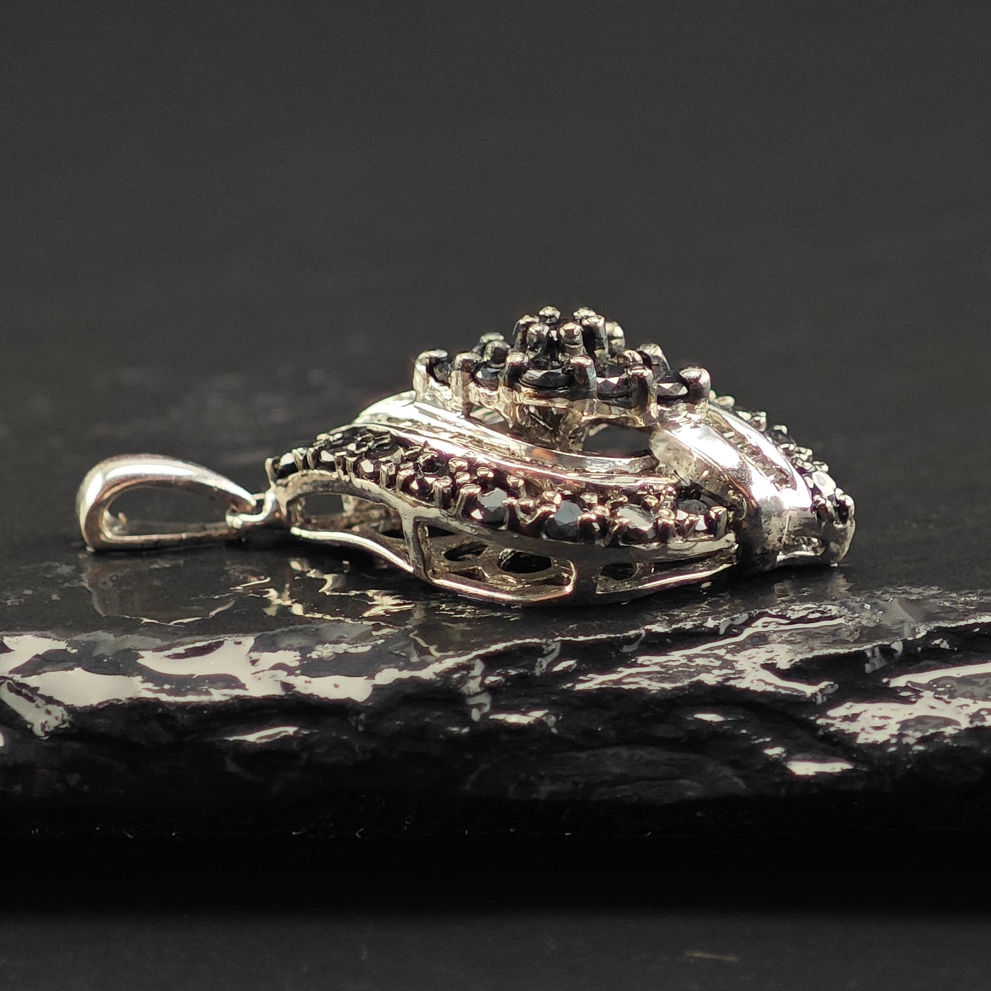 JWBR Black and White Diamonds Pendant Sterling Silver