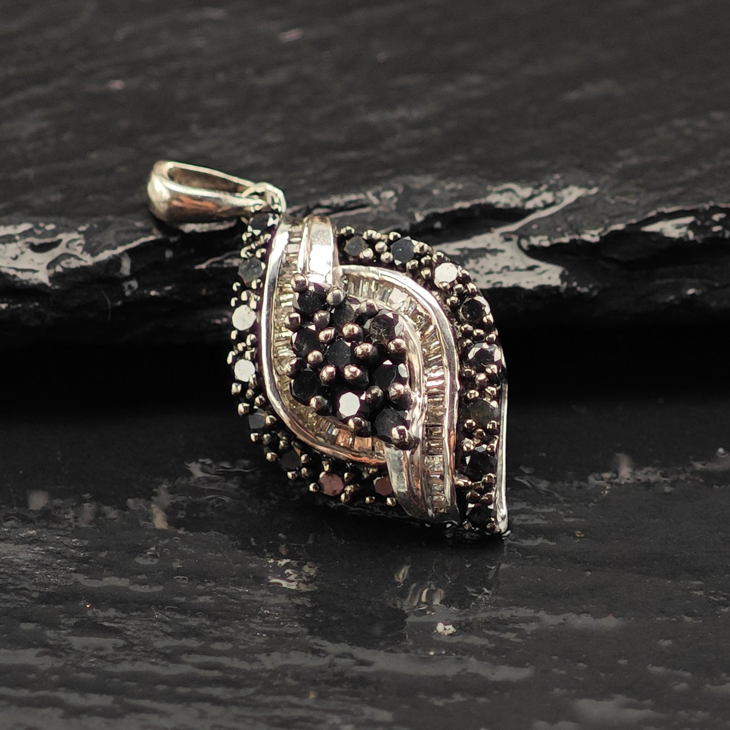 JWBR Black and White Diamonds Pendant Sterling Silver