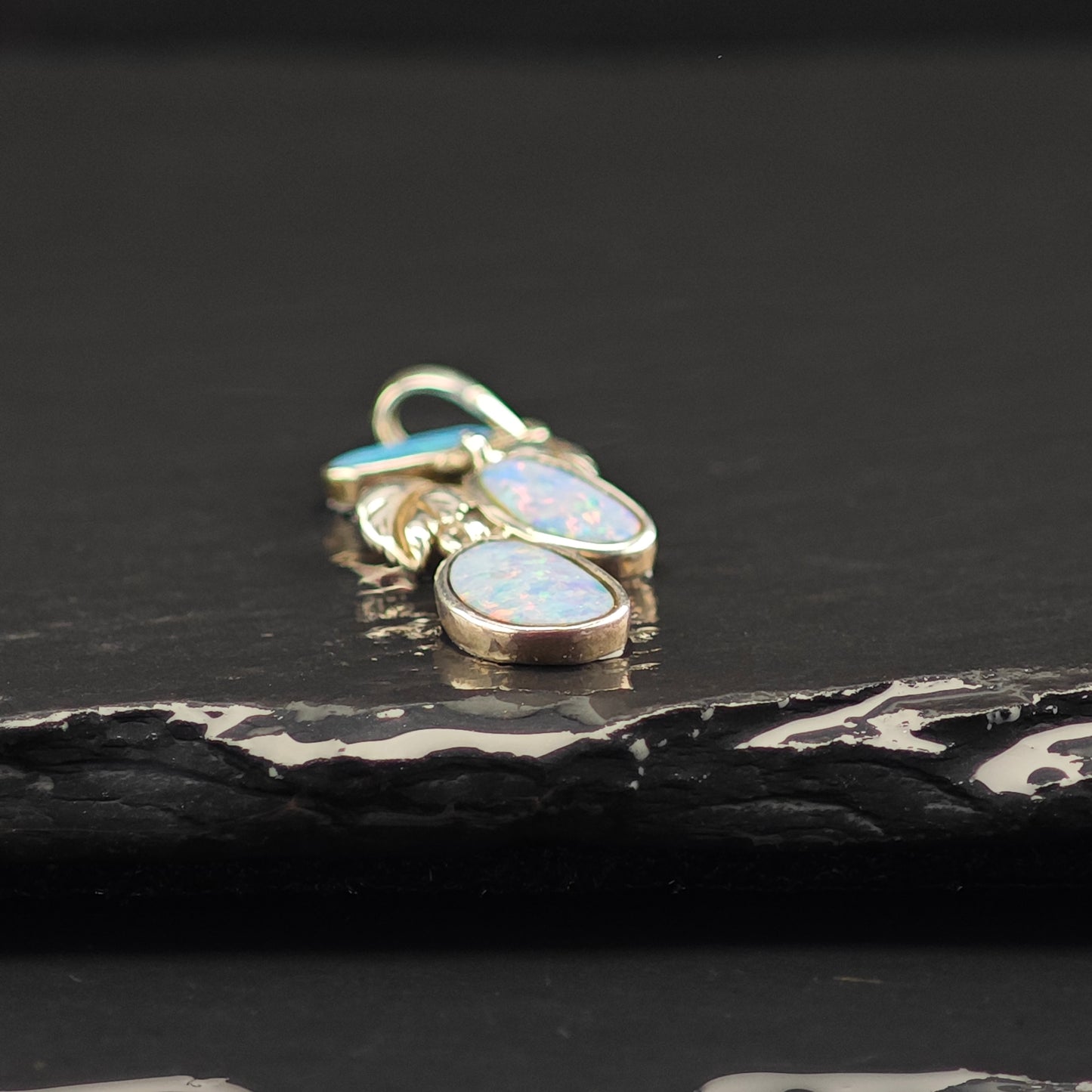 Opal Doublet Leaf Pendant Sterling Silver