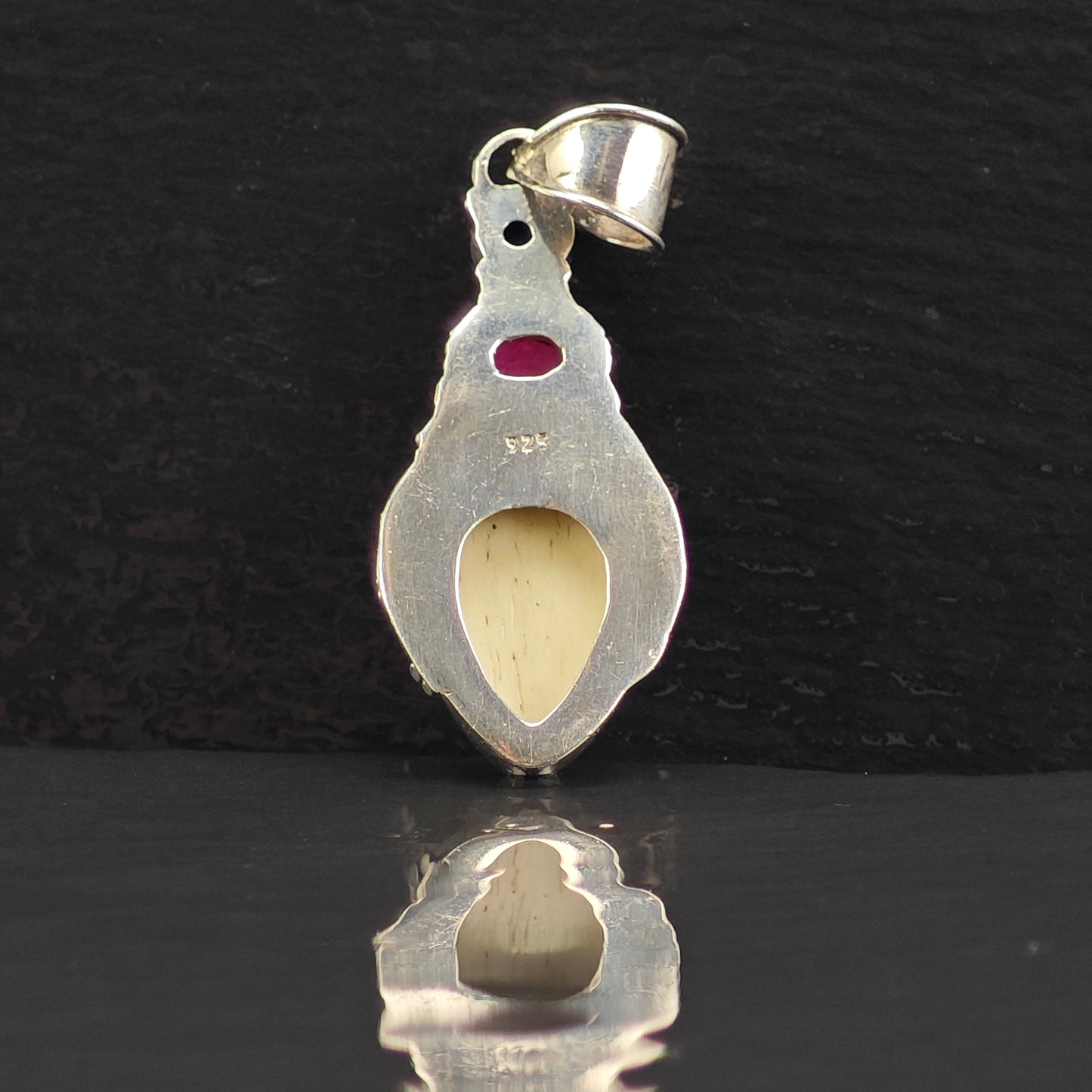 Bali Goddess Ruby Gemstone Pendant Sterling Silver