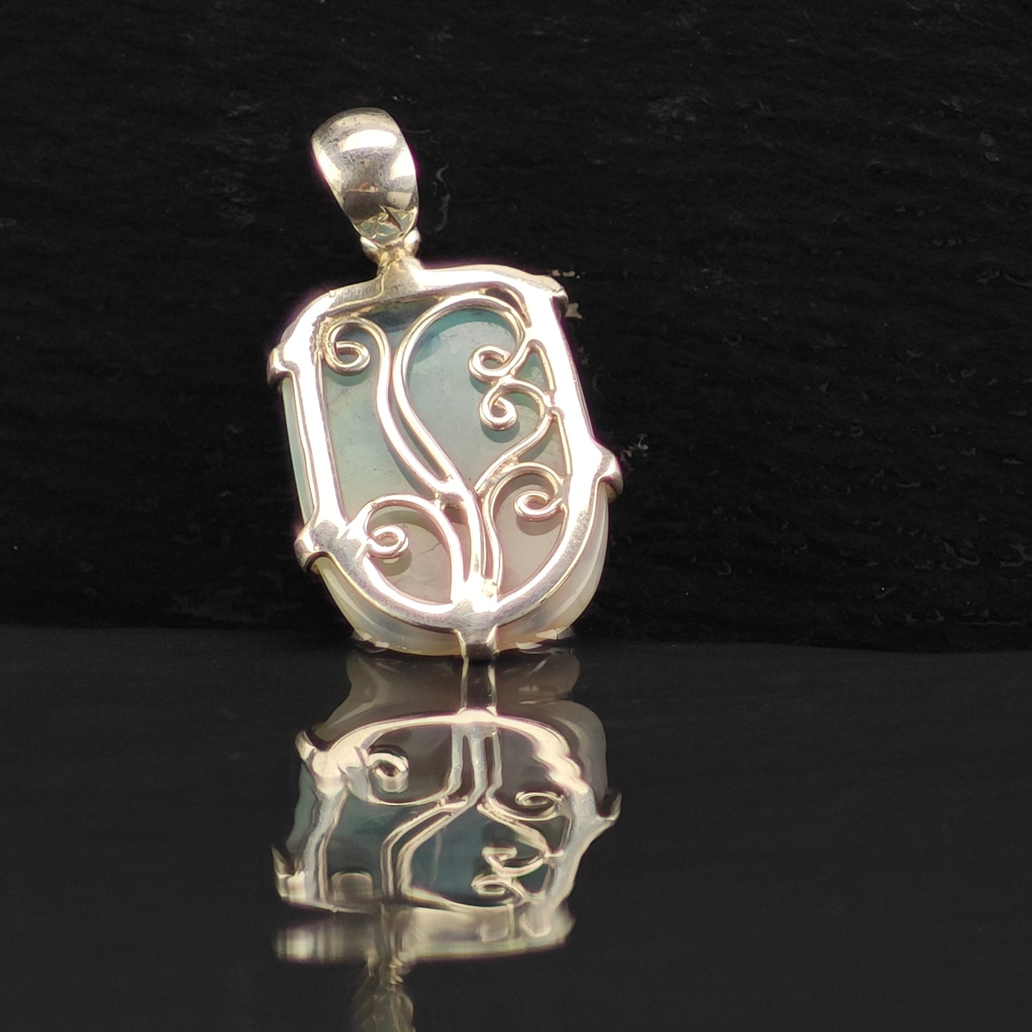 Blue And White Agate Druzy Sterling Silver