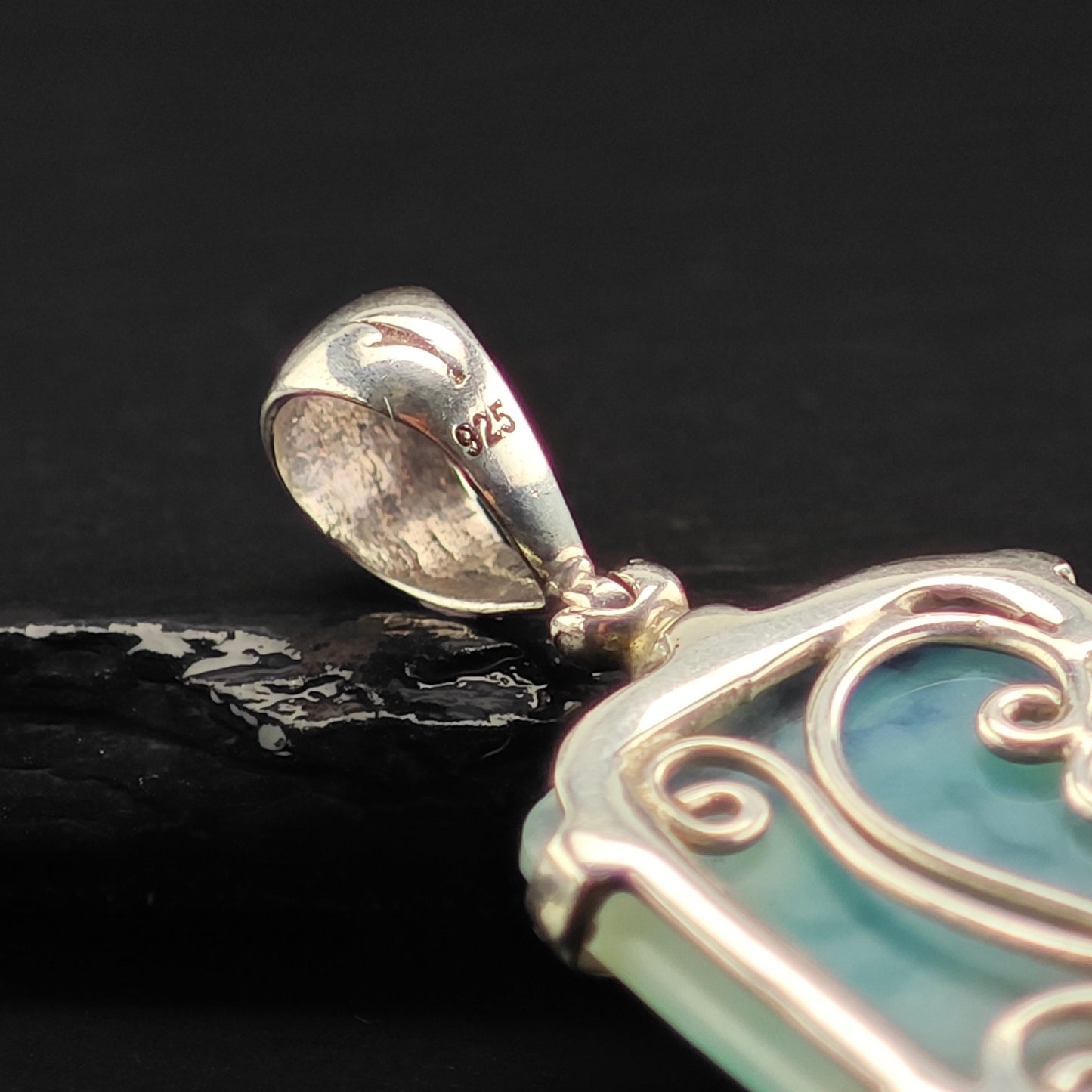 Blue And White Agate Druzy Sterling Silver