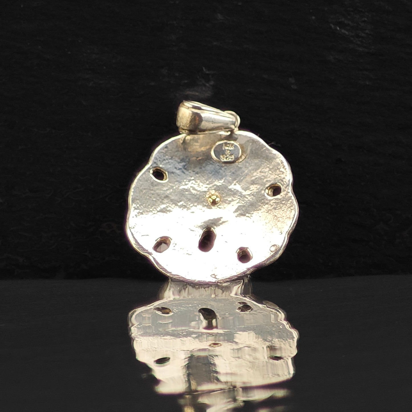 Sand Dollar 14K Gold Accent Sea Star Pendant Sterling Silver