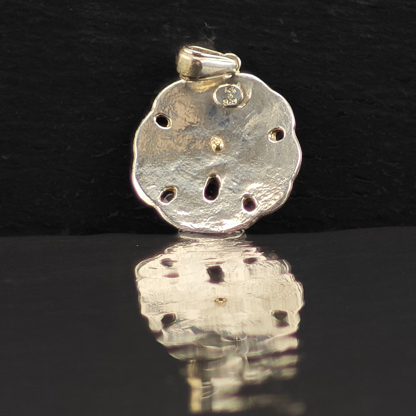 Sand Dollar 14K Gold Accent Sea Star Pendant Sterling Silver