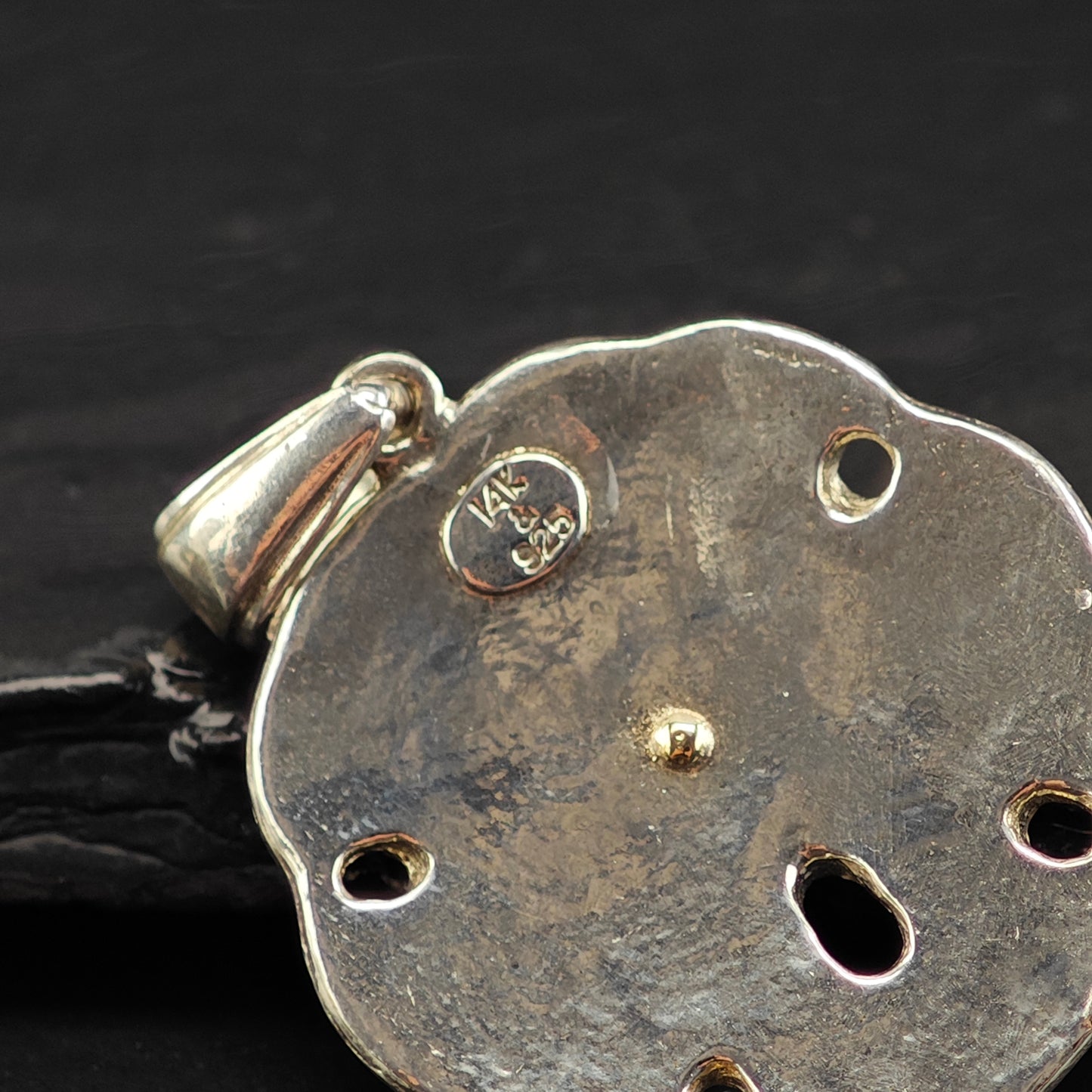 Sand Dollar 14K Gold Accent Sea Star Pendant Sterling Silver