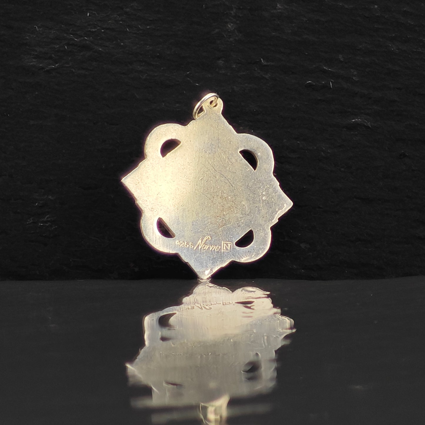 Norway Aksel Holmsen, Enamel Viking Ship Pendant, Sterling Silver