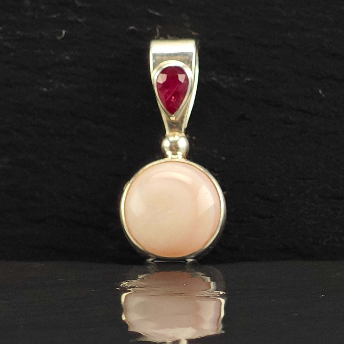 Sajen Pink MOP and Ruby Pendant Sterling Silver