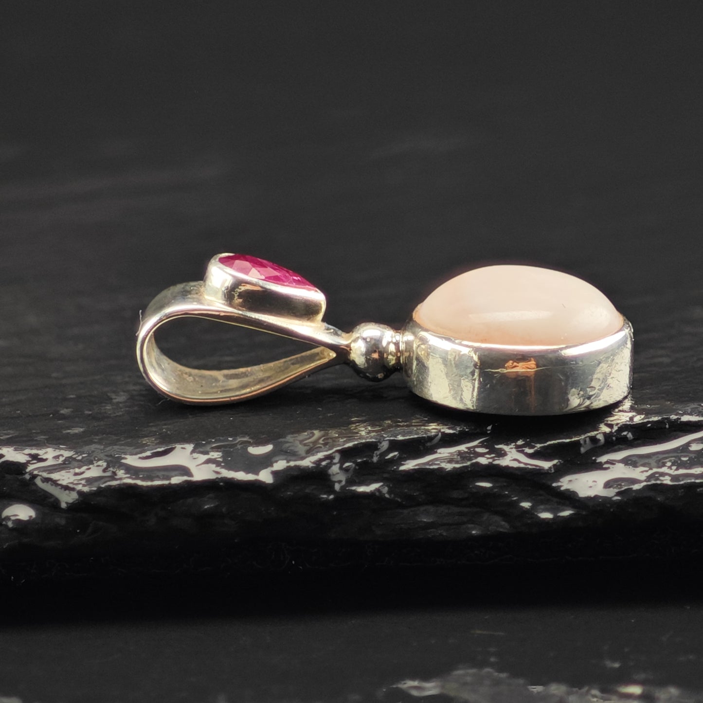 Sajen Pink MOP and Ruby Pendant Sterling Silver