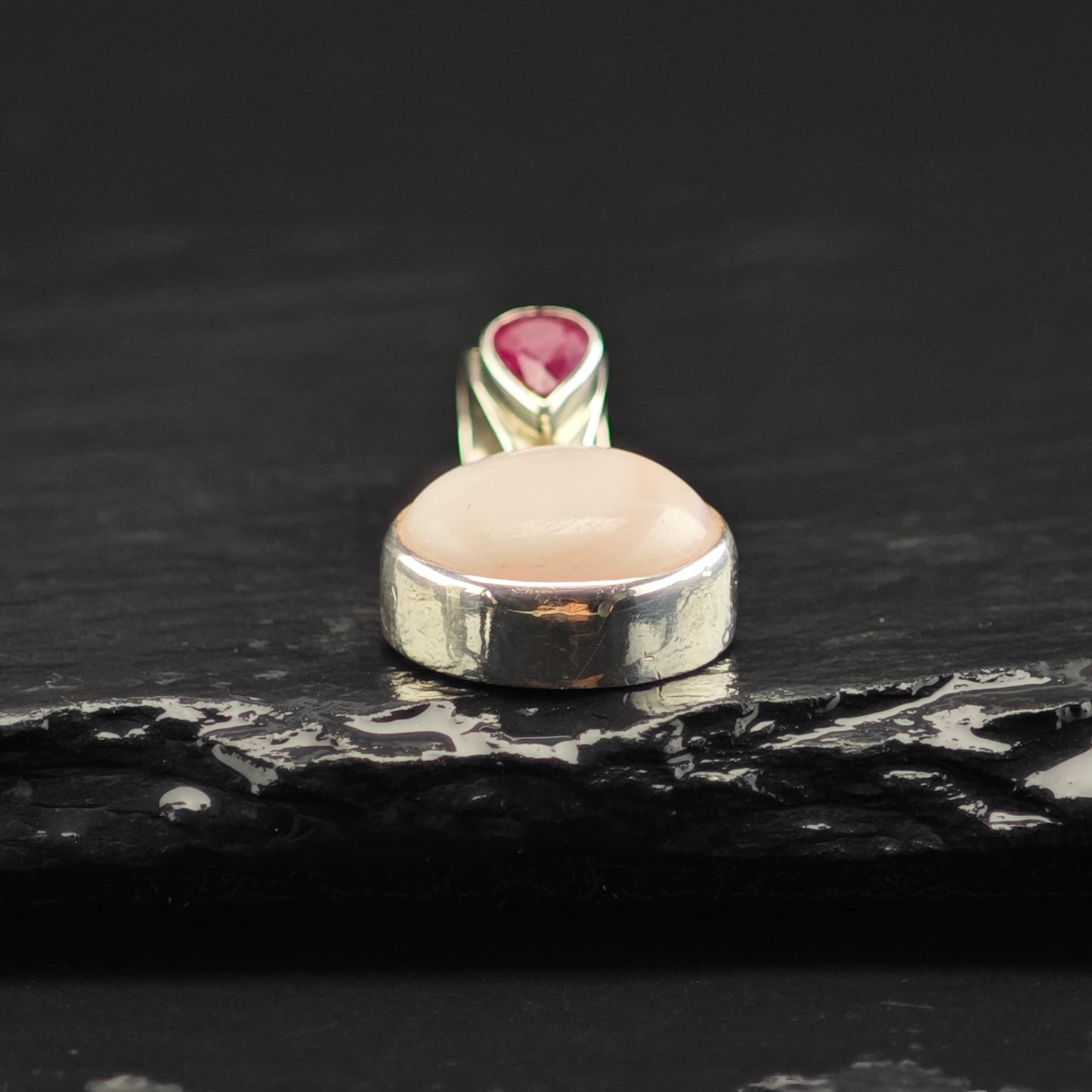Sajen Pink MOP and Ruby Pendant Sterling Silver