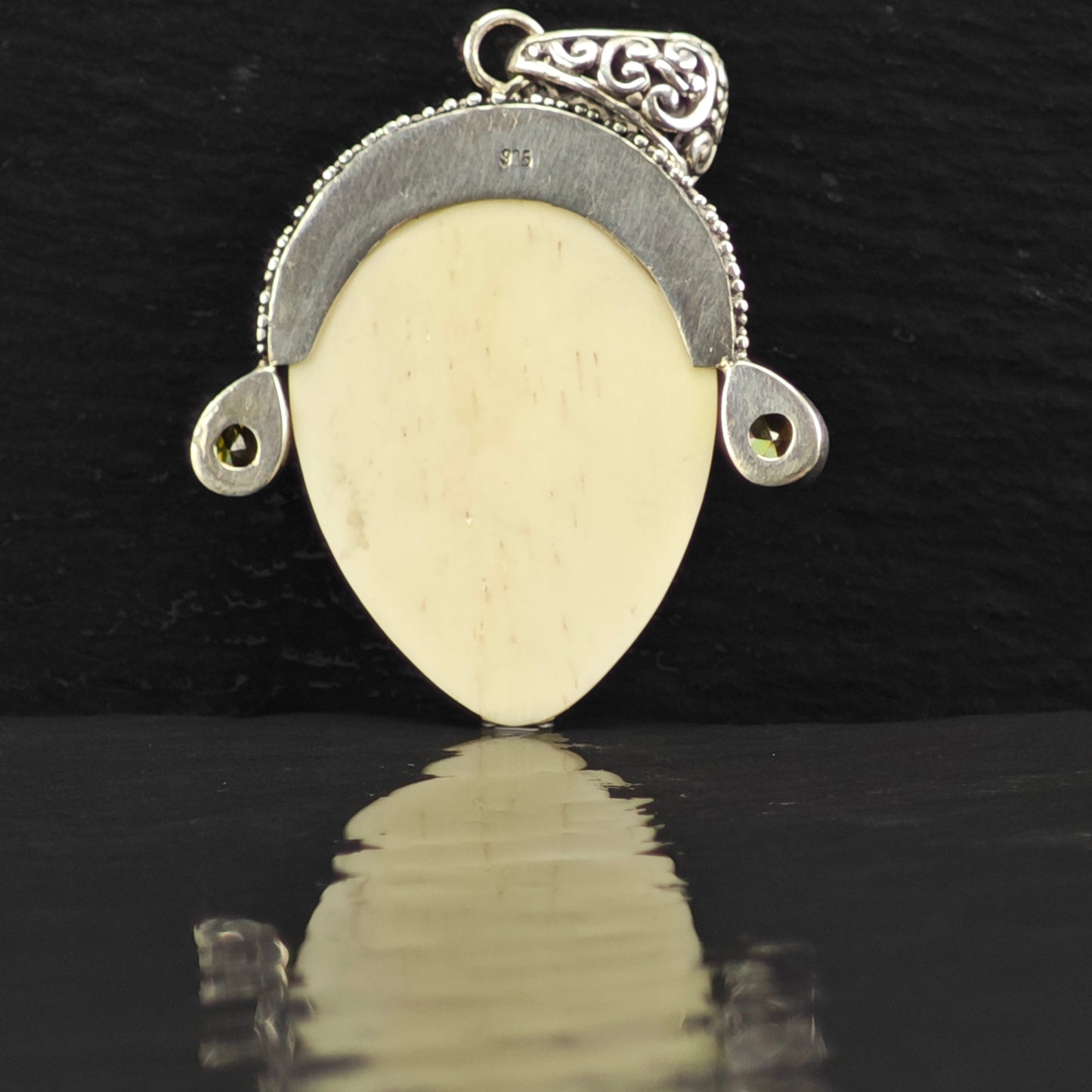 Bali Goddess, Amethyst, Citrine Pendant, Sterling Silver