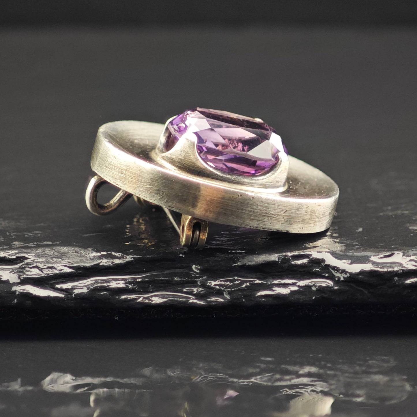 Taxco Amethyst Brooch/Pendant Sterling Silver by Los Ballesteros