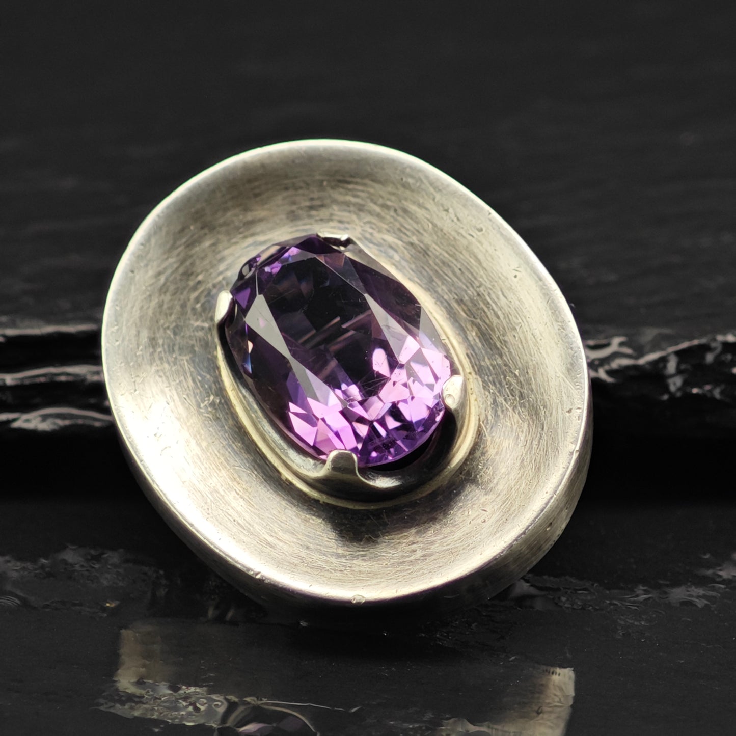 Taxco Amethyst Brooch/Pendant Sterling Silver by Los Ballesteros