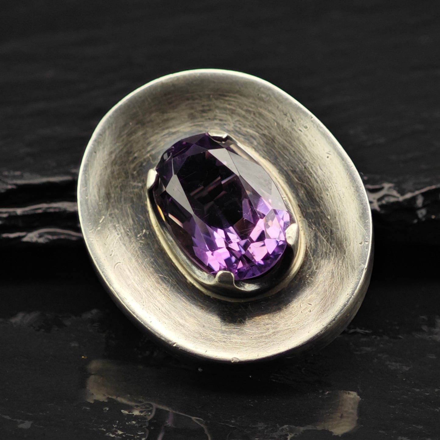 Taxco Amethyst Brooch/Pendant Sterling Silver by Los Ballesteros