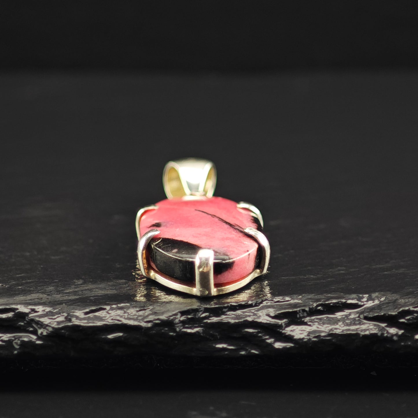 Rhodonite Oval Pendant Sterling Silver