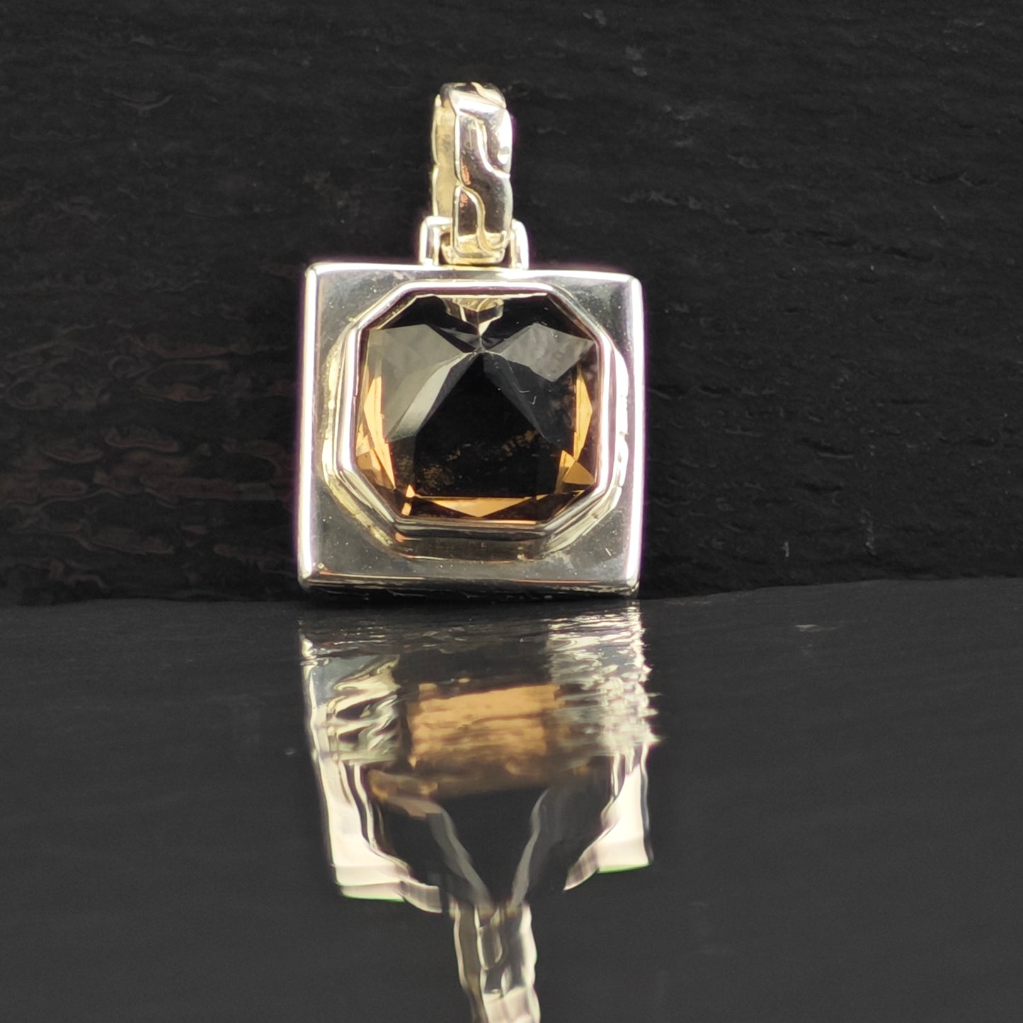 Brown Quartz Pendant Sterling Silver
