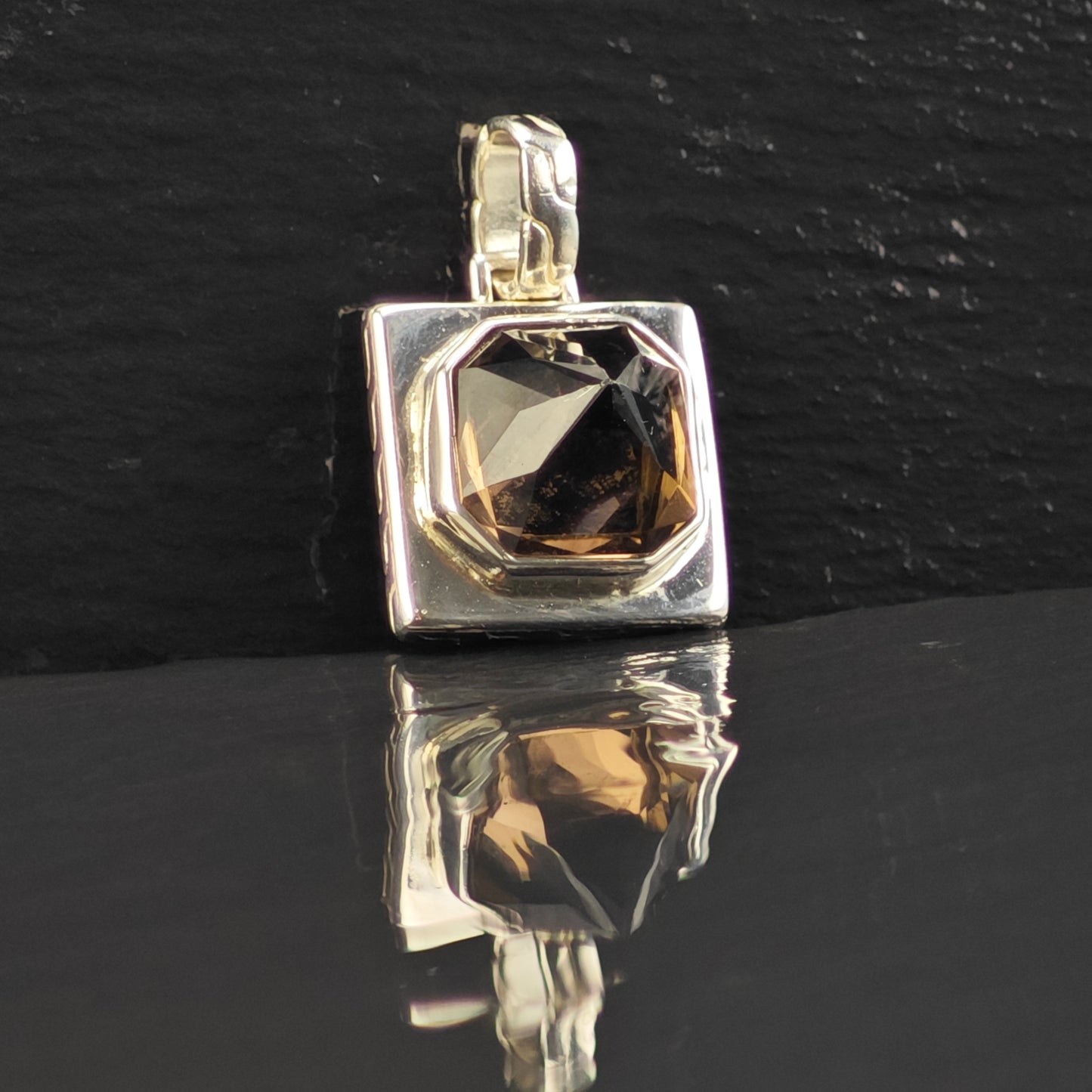 Brown Quartz Pendant Sterling Silver