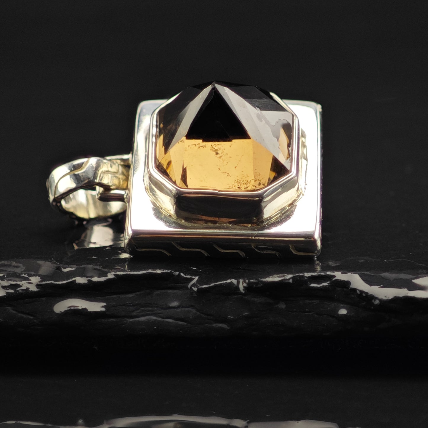 Brown Quartz Pendant Sterling Silver