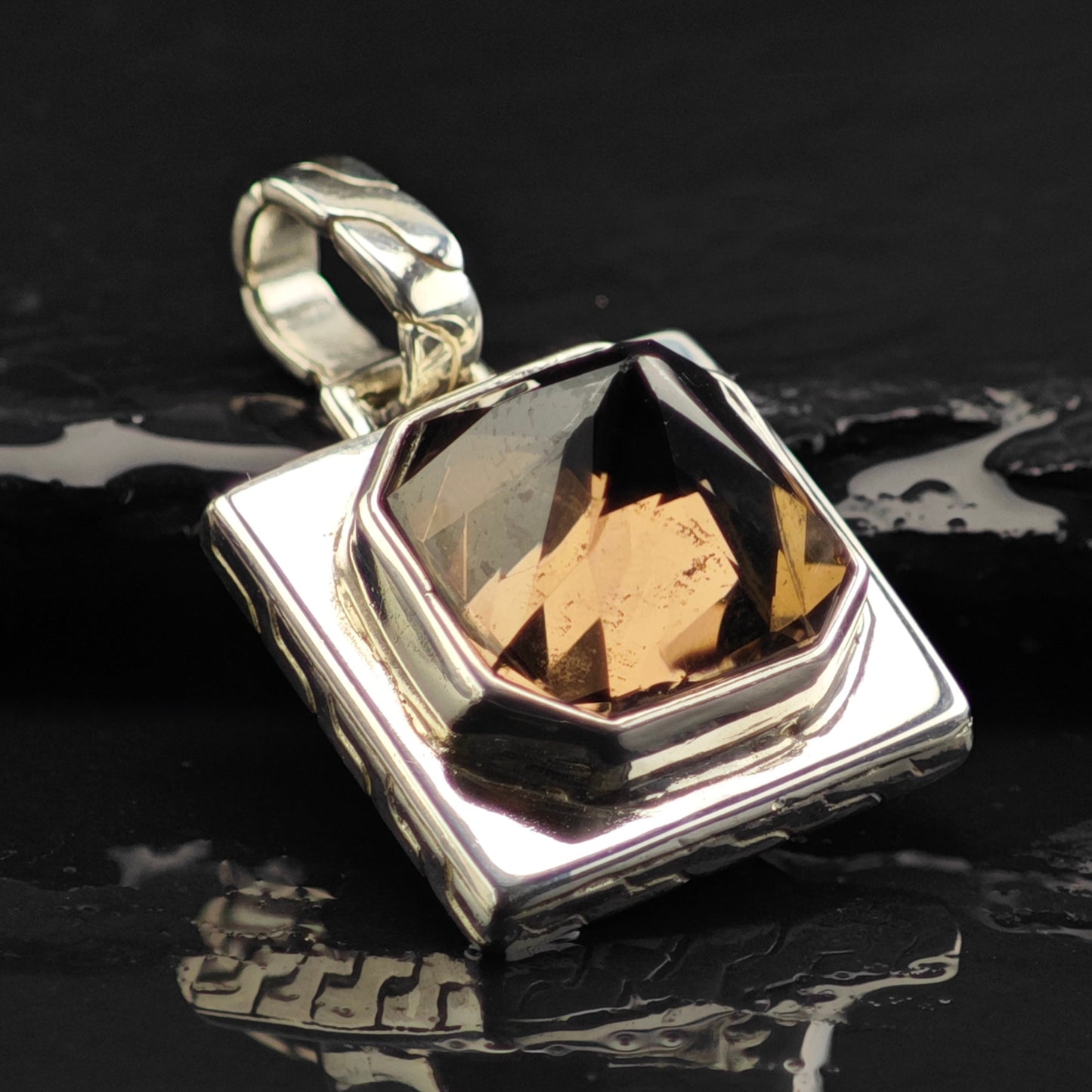 Brown Quartz Pendant Sterling Silver