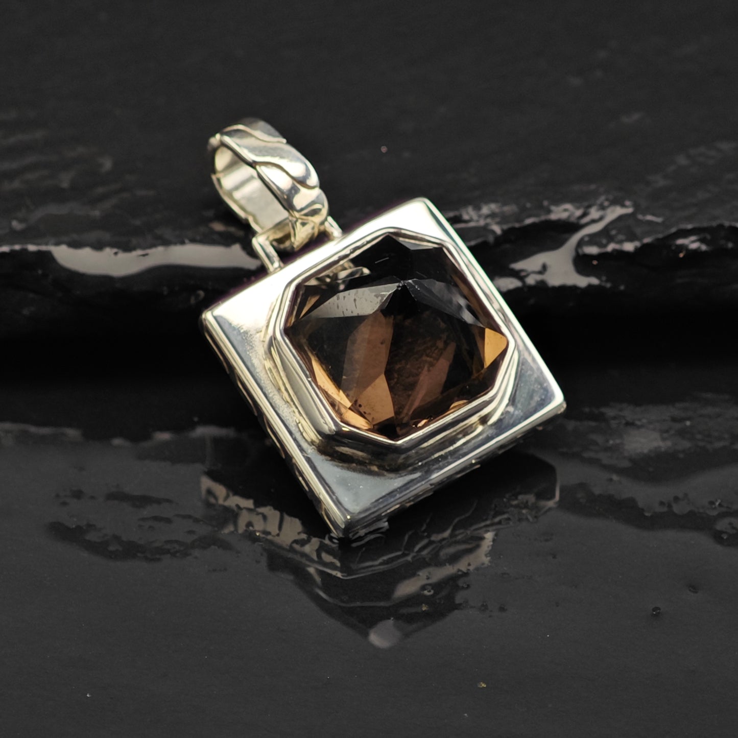 Brown Quartz Pendant Sterling Silver