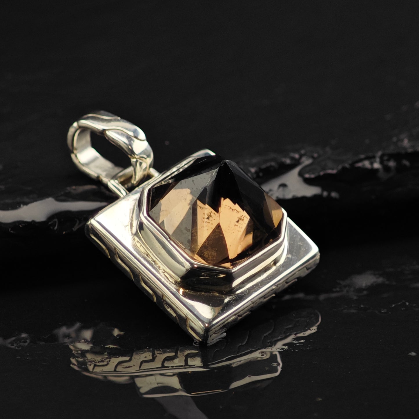 Brown Quartz Pendant Sterling Silver