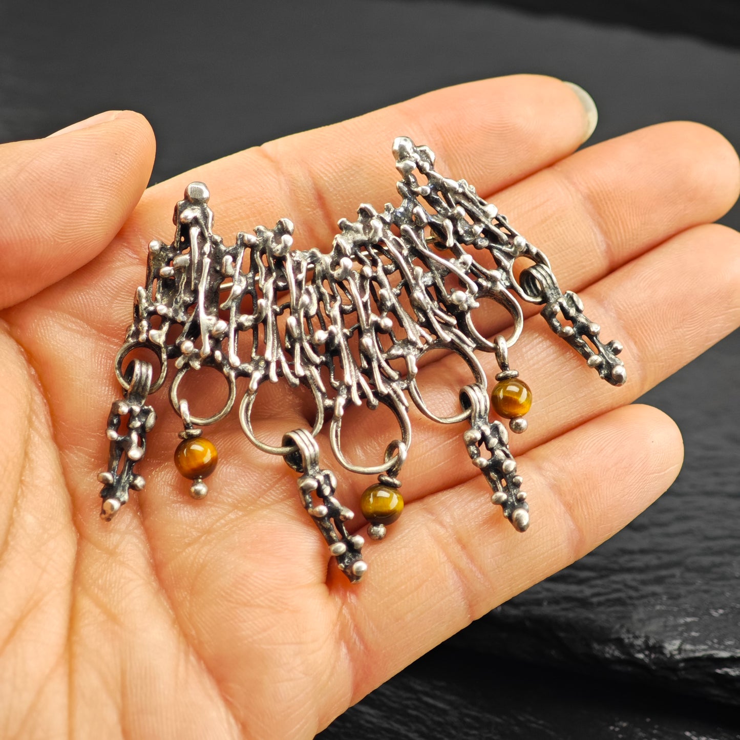 Brutalist Sterling Silver Brooch B2174