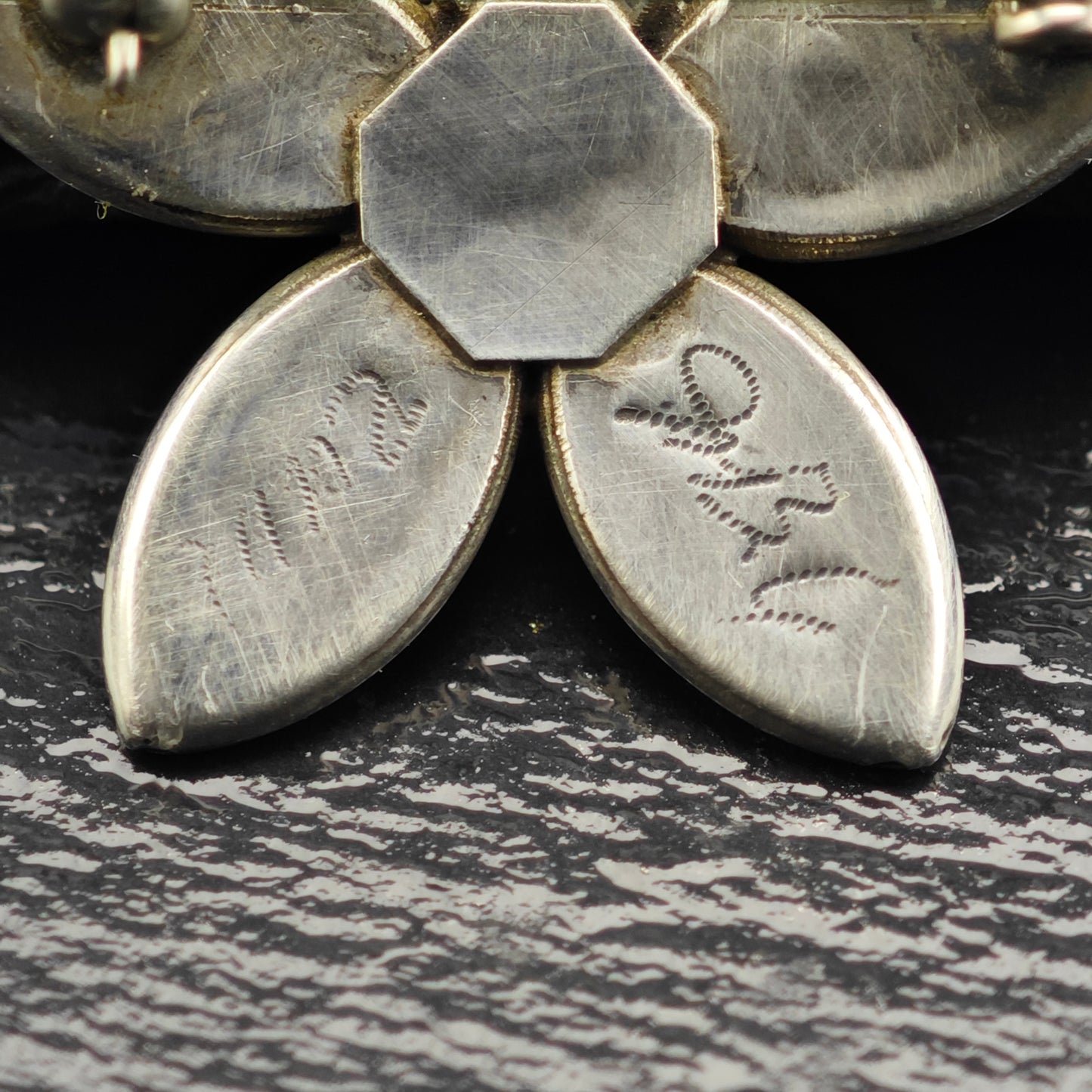 Zuni Turquoise Snake Eye Flower Pendant/Brooch Sterling Silver