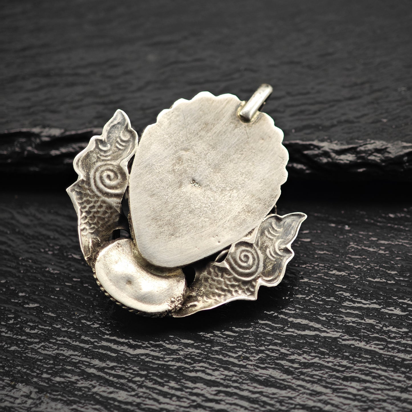 Antique Lapis Dragon Pendant Sterling Silver P2904