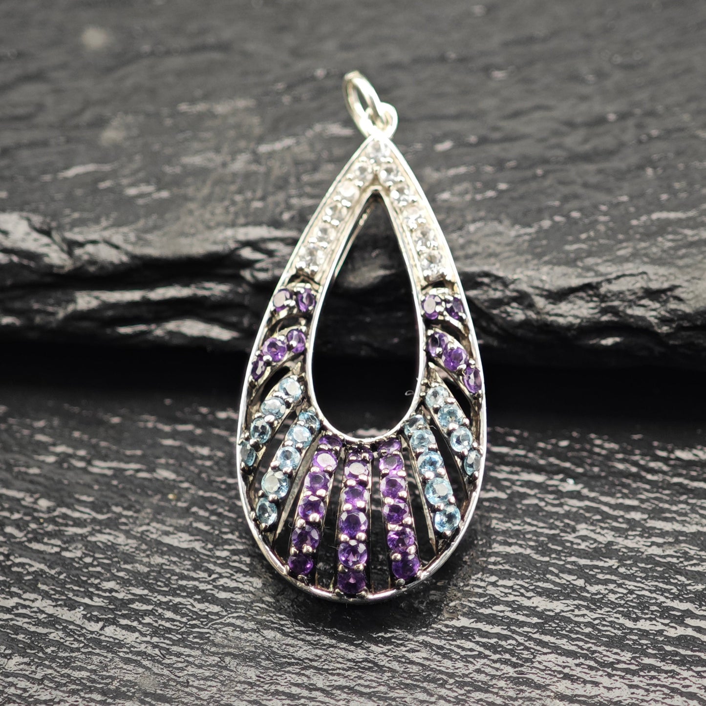 JWBR Gemstone Teardrop Pendant Sterling Silver P2906