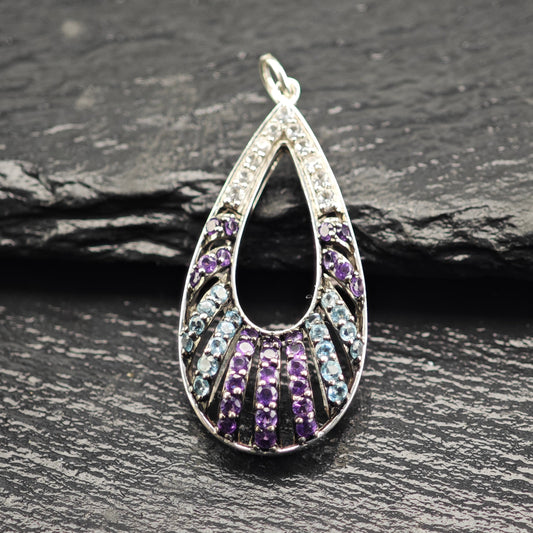 JWBR Gemstone Teardrop Pendant Sterling Silver P2906