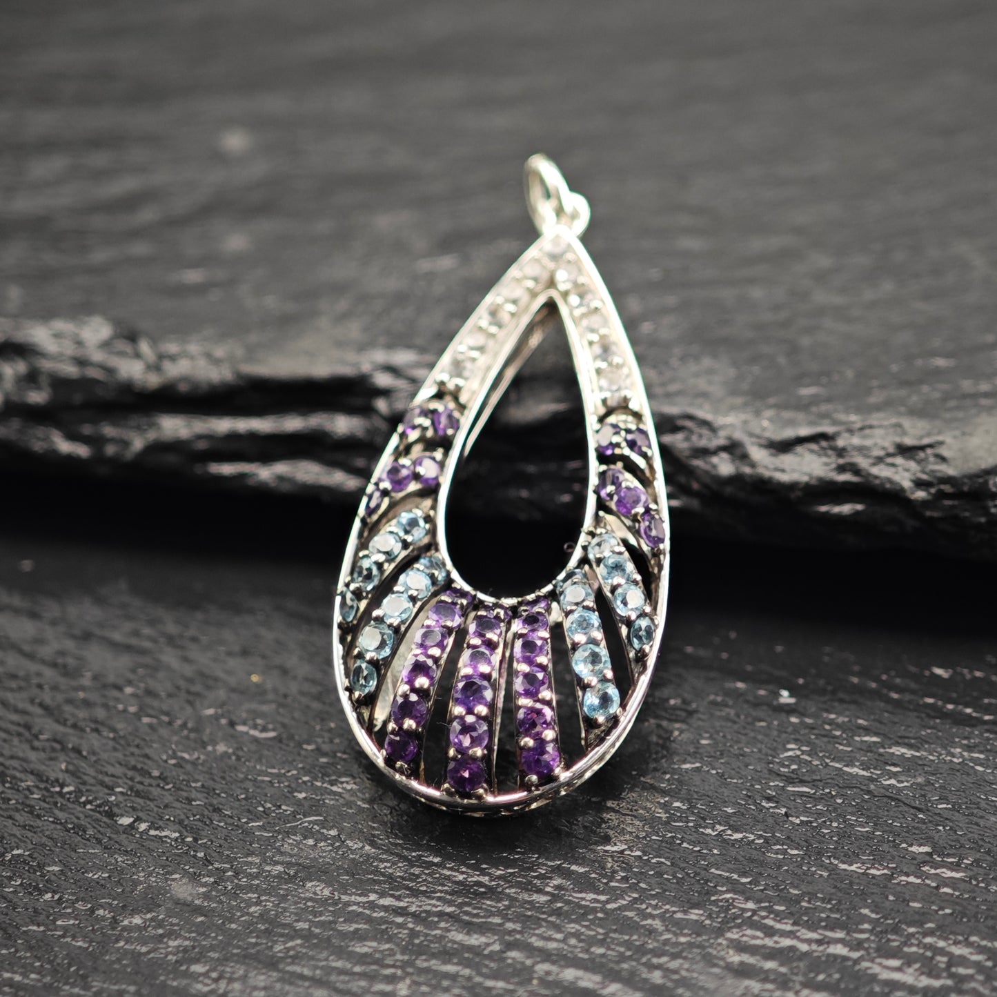 JWBR Gemstone Teardrop Pendant Sterling Silver P2906