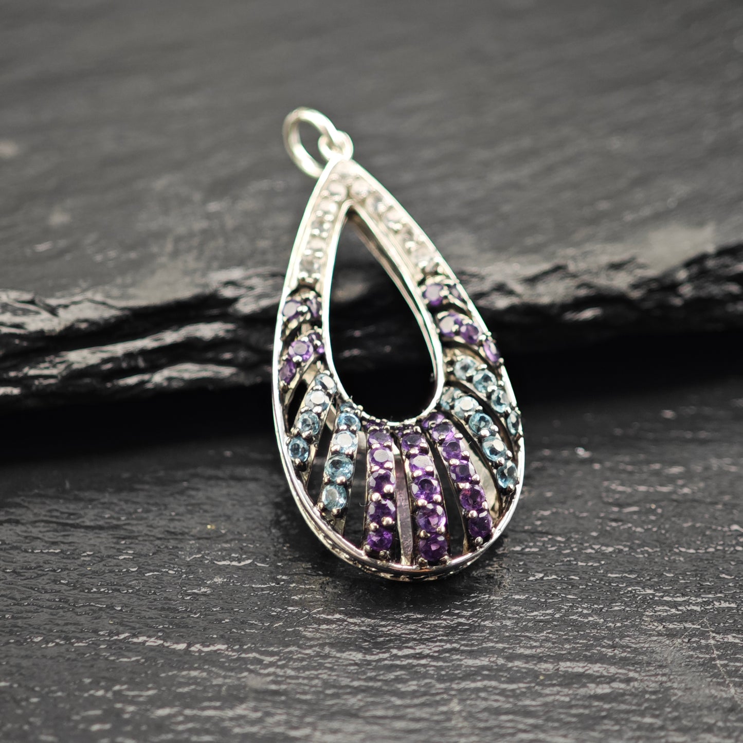 JWBR Gemstone Teardrop Pendant Sterling Silver P2906