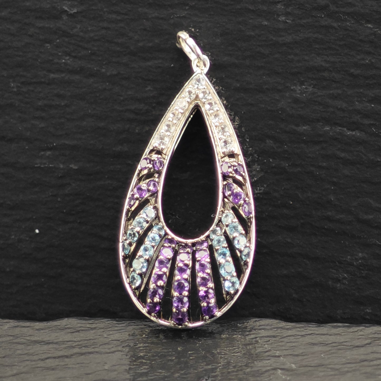 JWBR Gemstone Teardrop Pendant Sterling Silver P2906