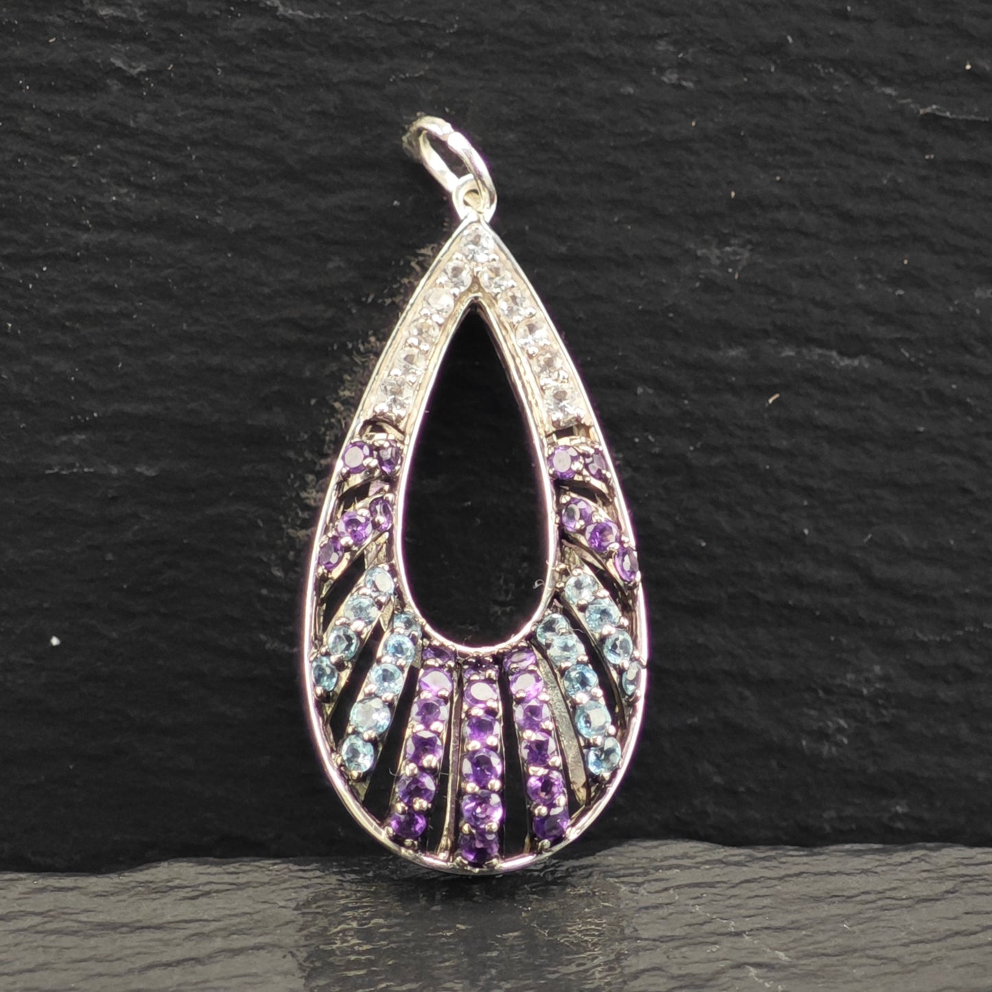 JWBR Gemstone Teardrop Pendant Sterling Silver P2906