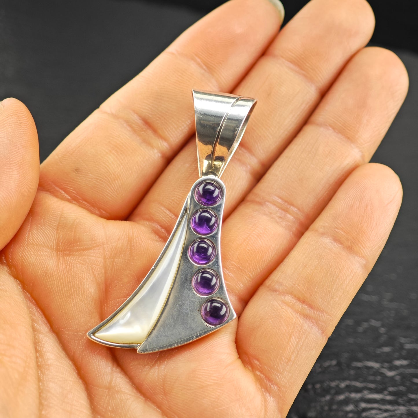 DTR MOP and Amethyst Pendant Sterling Silver P2926