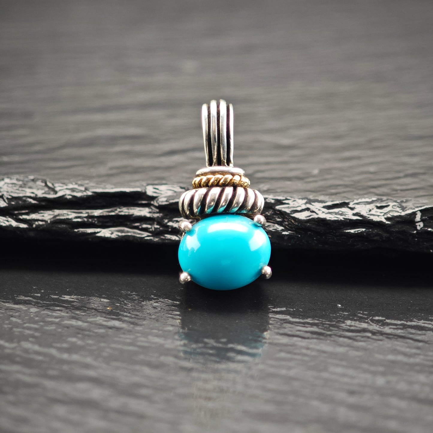 Turquiose 14K Gold Accent Pendant Sterling Silver P2908